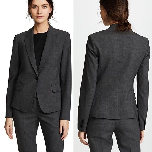 THEORY Gabe Wool Stretch Blazer Jacket Charcoal Grey 00 - Picture 12 of 14